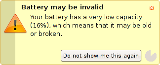 Gnome-Power-Manager message telling me my battery is not valid :-)
